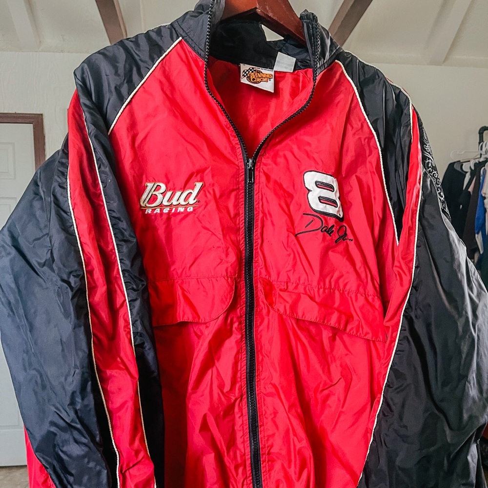 Vintage Dale Earnhardt Jr Windbreaker Jacket Mens Large Red Nylon.